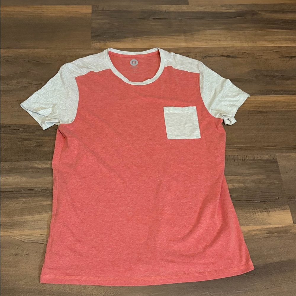 Womens Express Coral and Cream Short Sleeve Tee Size Large